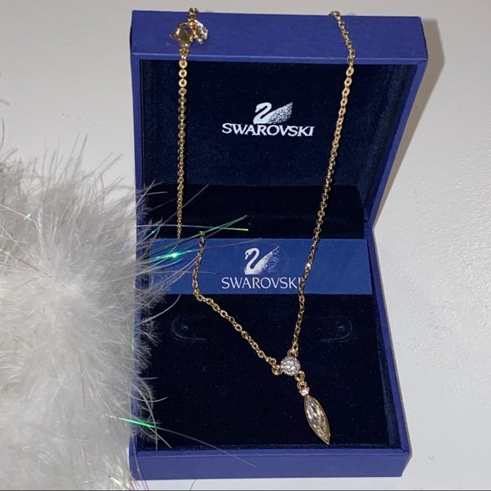 Gold Swarovski‎ Genuine Crystals Necklace - Picture 8 of 9